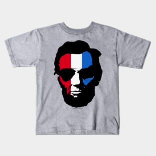 Cool Abraham Lincoln Wearing Aviator Sunglasses (Red White and Blue) Kids T-Shirt